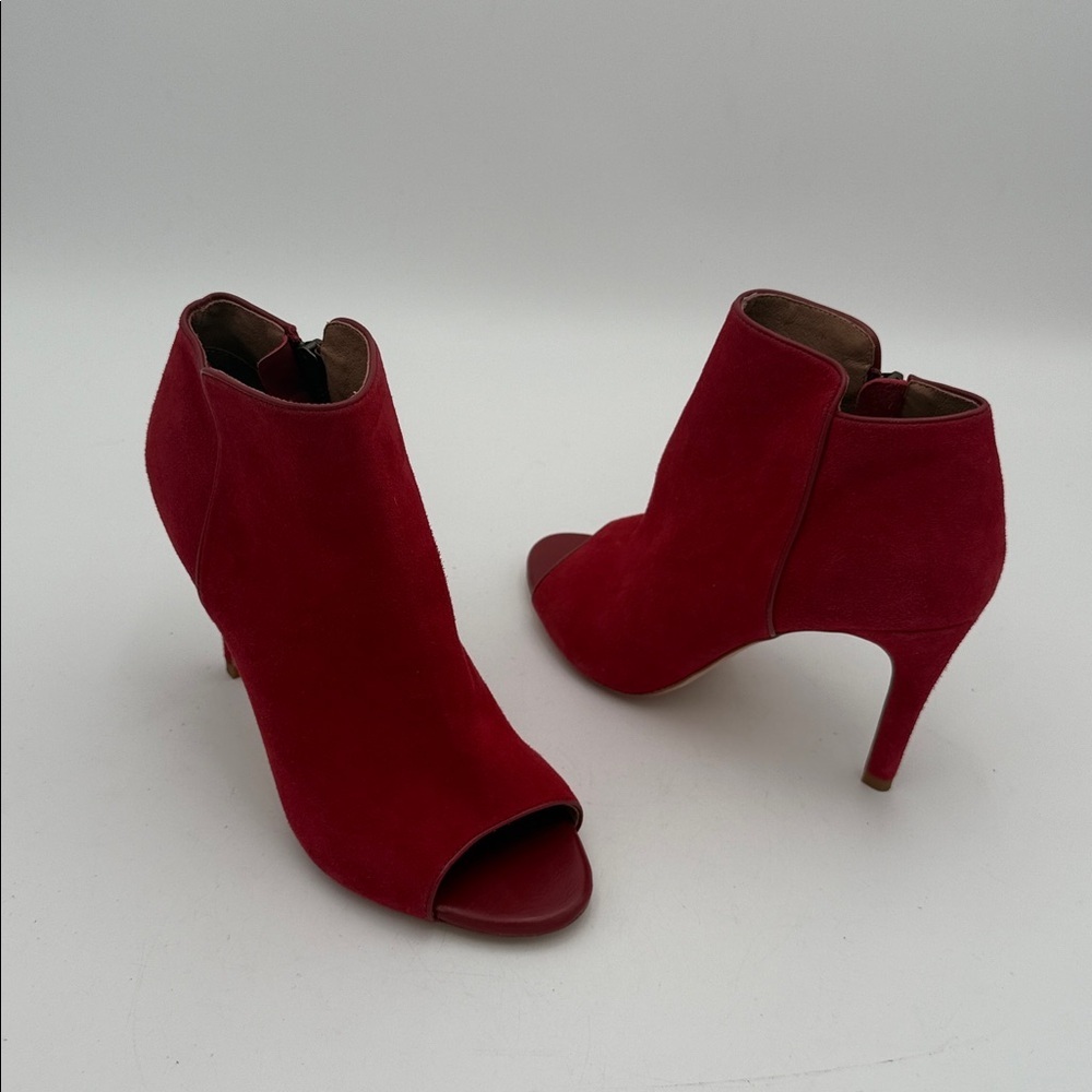 Joie Red Suede Peep-Toe Heeled Boots women 37 suede casual Y2K casual office